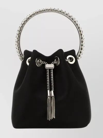 Jimmy Choo Bon Bon Satin Bucket Bag In Blkcrystal