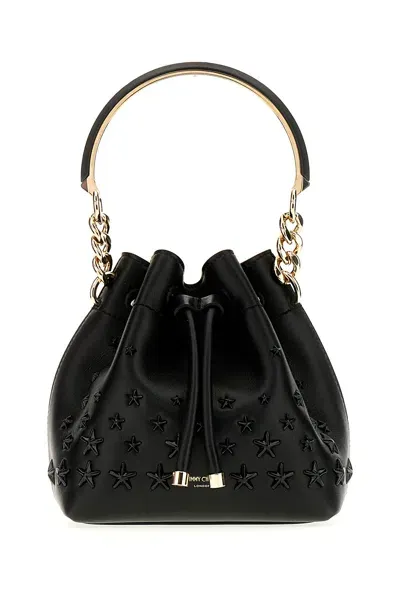 Jimmy Choo Star Stud Drawstring Bucket Bag In Black