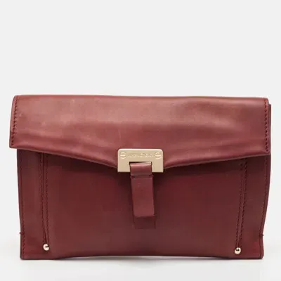 Pre-owned Jimmy Choo Burgundy Leather Flap Clutch