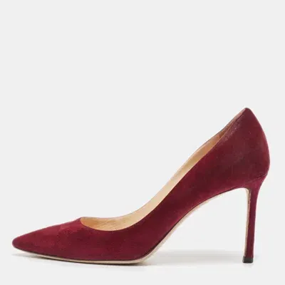 Pre-owned Jimmy Choo Burgundy Suede Romy Pumps Size 38