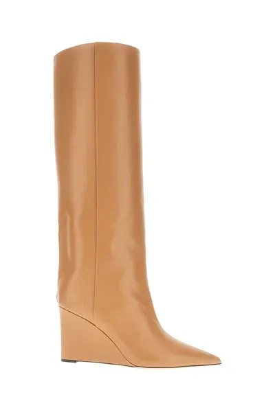 Jimmy Choo Blake 85 Leather Wedge Boot In Biscuit