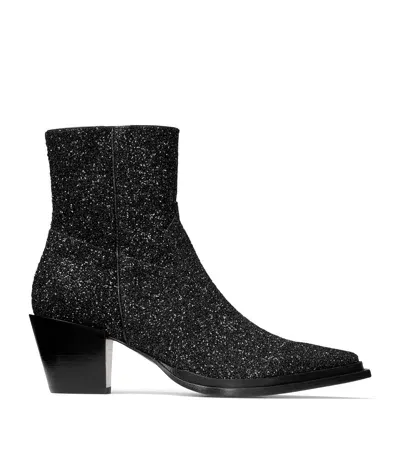 Jimmy Choo Cece 60 Glitter Ankle Boots In Black