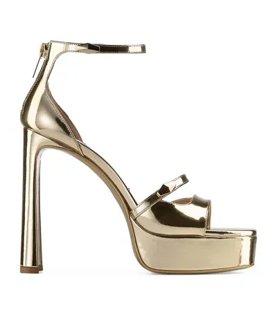 Jimmy Choo Claressa 125 Metallic Leather Sandals In Gold