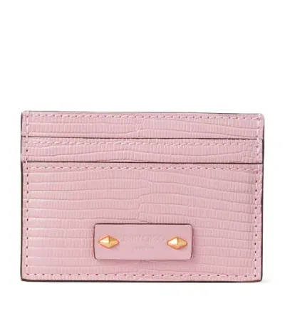 Jimmy Choo Croc-embossed Leather Umika Card Holder In Pink