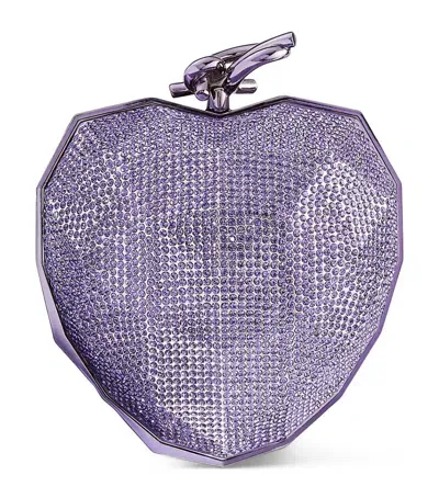 Jimmy Choo Crystal-embellished Heart Clutch Bag In Purple