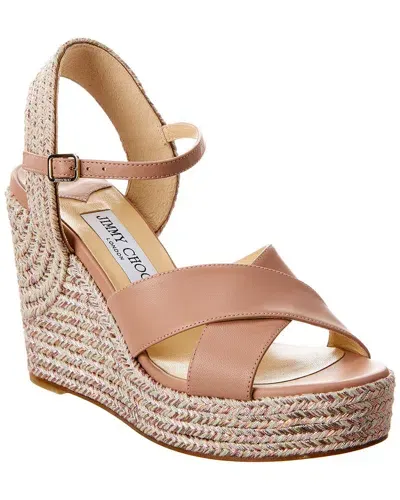 Jimmy Choo Dellena 100 Leather Wedge Sandals In Brown