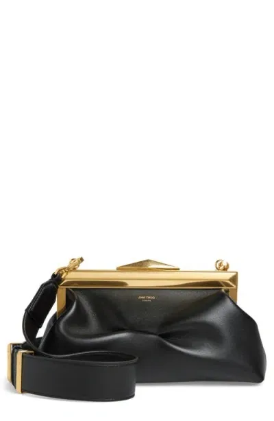 Jimmy Choo Diamond Leather Frame Clutch In Black