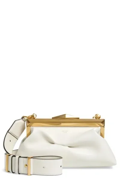 Jimmy Choo Diamond Frame Leather Clutch Bag In Latte