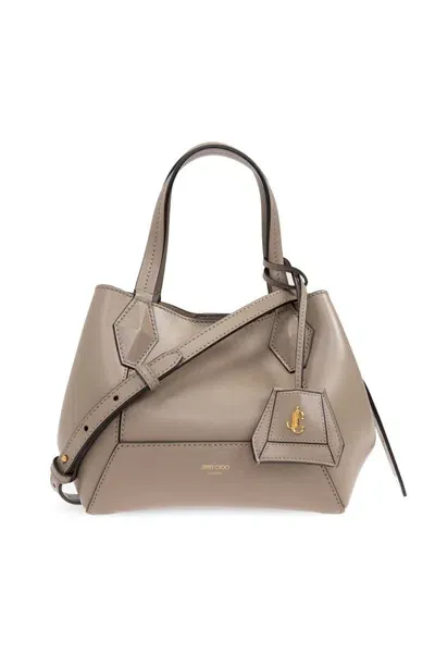 Jimmy Choo Diamond Logo Printed Small Tote Bag In Beige