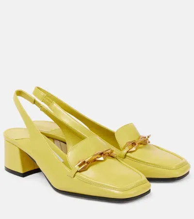 Jimmy Choo Diamond Tilda 45 Leather Slingback Pumps In Yellow