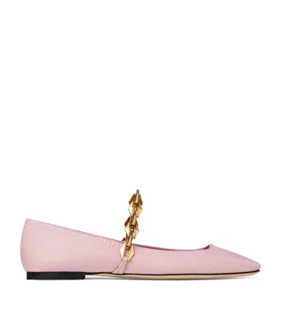 Jimmy Choo Diamond Tilda Leather Ballet Flats In Pink