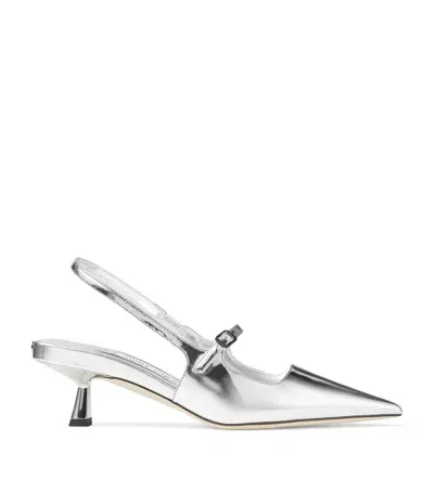 Jimmy Choo Didi 45 Leather Slingback Pumps In Silver