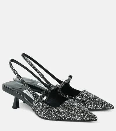 Jimmy Choo Didi 45 Sequined Slingback Pumps In Silver