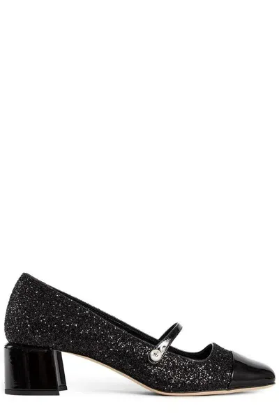 Jimmy Choo Elisa 45 Glitter Pumps In Black Black