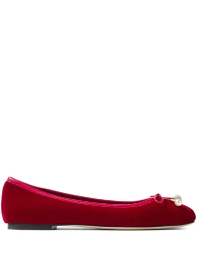 Jimmy Choo Elme Ballet Flats In Ruby Red