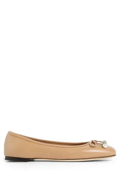 Jimmy Choo Elme Embellished Flat Shoes In Neutrals