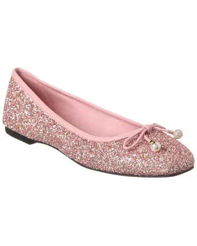 Jimmy Choo Elme Glitter Flat In Pink