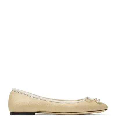 Jimmy Choo Elme Raffia Ballet Flats In White