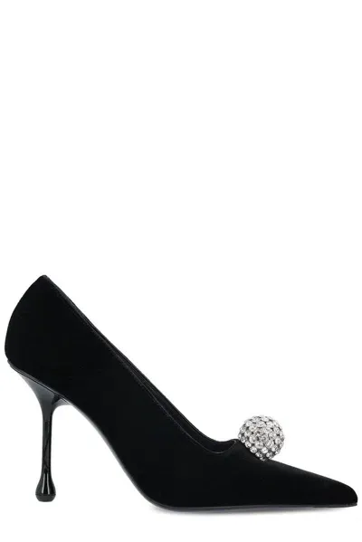 Jimmy Choo Embellished Velvet Pumps In Black