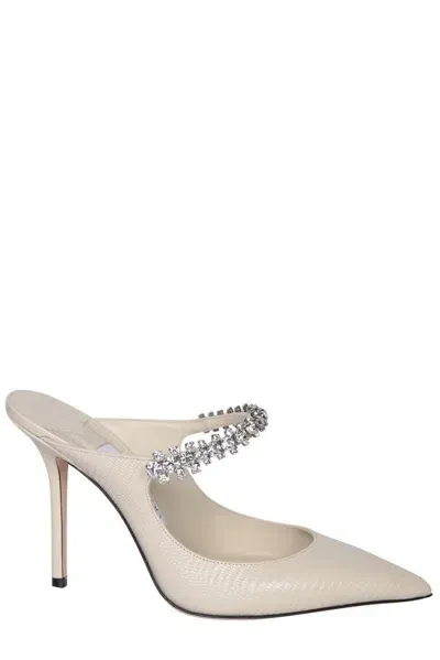 Jimmy Choo Embossed Bing 100 Mules In White