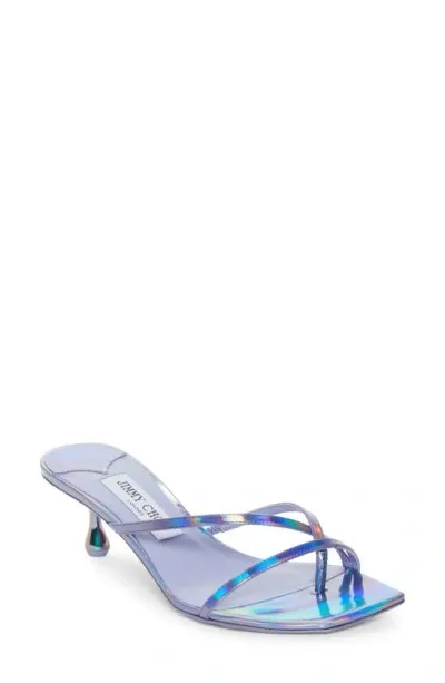 Jimmy Choo Etana Iridescent Leather Sandal In Blue