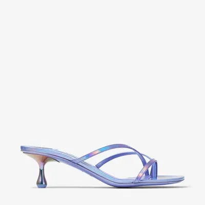 Jimmy Choo Etana Laminated Leather Sandals In Tanzanite