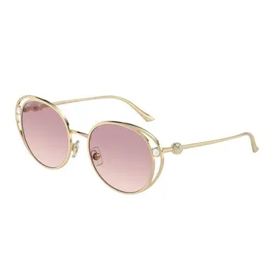 Jimmy Choo Eyewear Round Frame Sunglasses In Gold