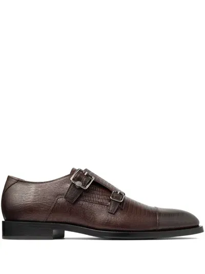 Jimmy Choo Finnion Monk Shoes In Kaffee