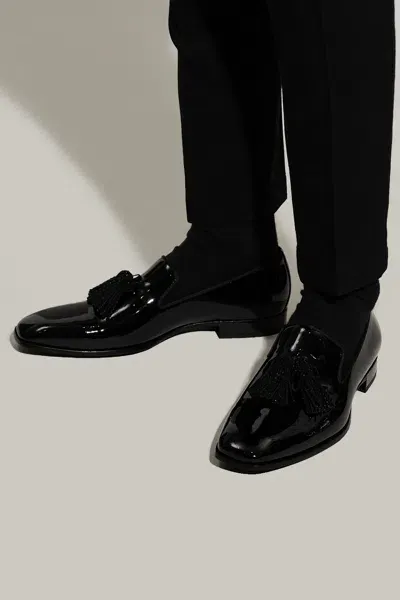 Jimmy Choo Tassel- Trim Loafers In Black