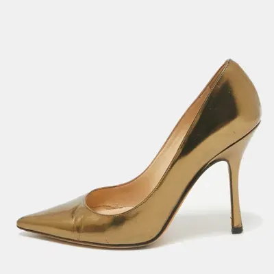 Pre-owned Jimmy Choo Gold Leather Romy Pumps Size 36