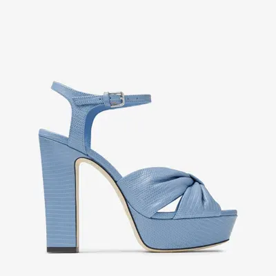 Jimmy Choo Heloise Embossed Ankle-strap Platform Sandals In Blue