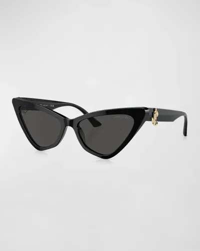 Jimmy Choo Jc Logo Acetate Cat-eye Sunglasses In Black