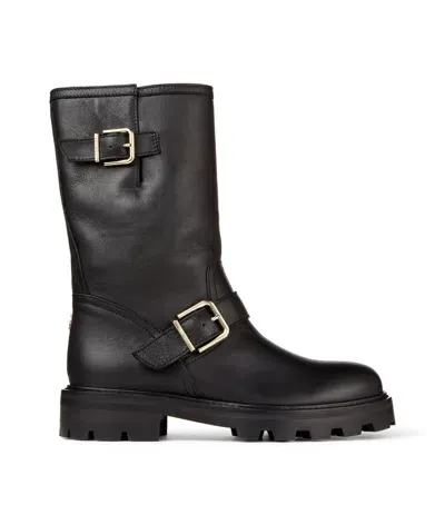 Jimmy Choo Leather Biker Boots In Black