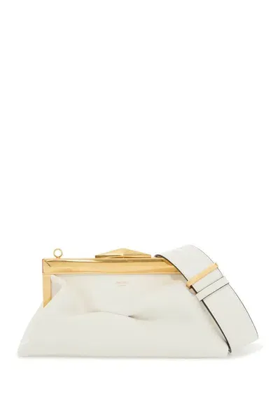 Jimmy Choo Leather Diamond Frame Clutch Women In White