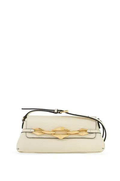 Jimmy Choo Leather Lizard Print Diamond Shoulder Bag In Neutrals