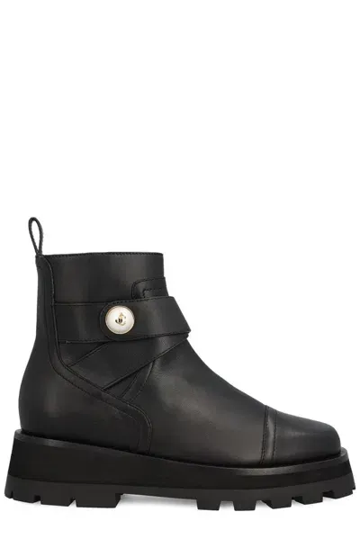 Jimmy Choo Logo Detailed Ankle Boots In Black