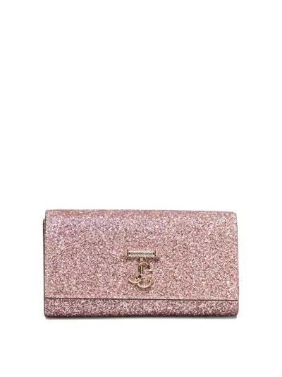 Jimmy Choo Logo Plaque Foldover Shoulder Bag In Pink