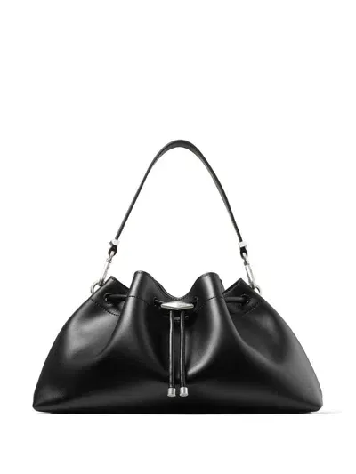 Jimmy Choo Medium Cinch Leather Bucket Bag In Black