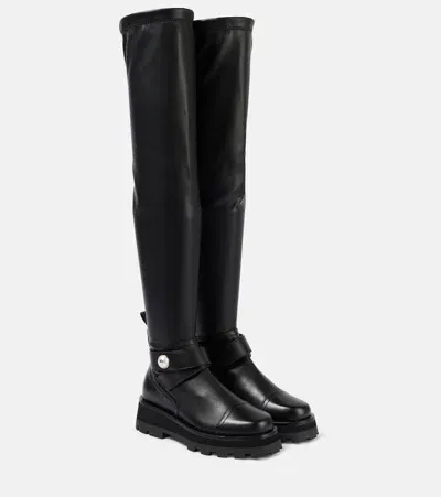 Jimmy Choo Meena Leather Over-the-knee Boots In Schwarz