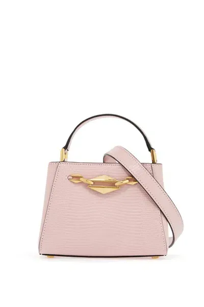 Jimmy Choo Mini Diamond Link Leather Lizard Print Handbag In Rosa