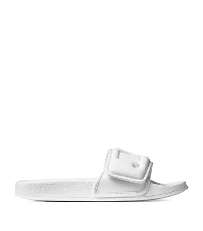 Jimmy Choo Monnogram Fitz Slides In White