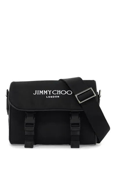 Jimmy Choo Nylon Crossbody Bag Eli With Shoulder In Black Latte Gunmetal (black)