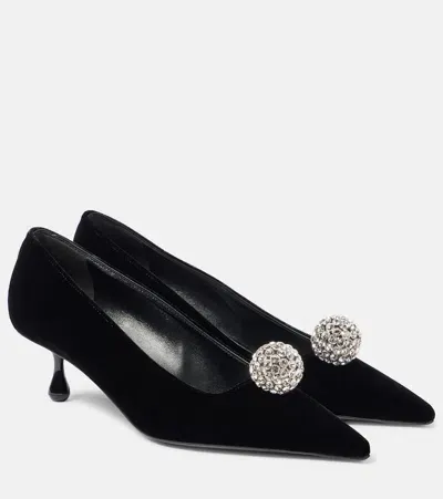 Jimmy Choo Orb 50 Embellished Velvet Pumps In Black