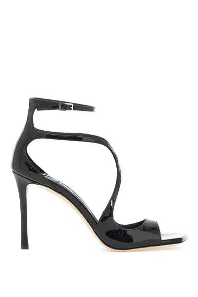 Jimmy Choo Patent Leather Azia 95 Sandals In Black