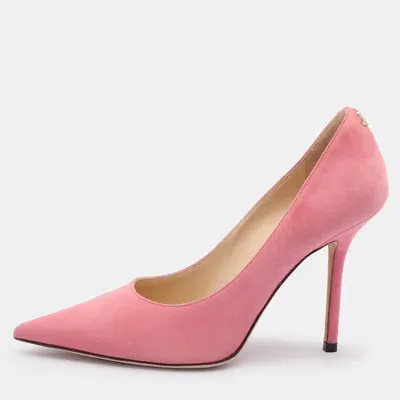 Pre-owned Jimmy Choo Pink Suede Love Pointed Toe Pumps Size 36.5