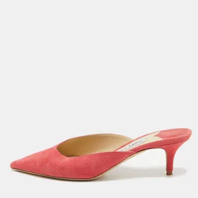 Pre-owned Jimmy Choo Pink Suede Rav Mules Size 38