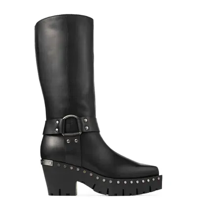 Jimmy Choo Quinn 75 Leather Biker Boots In Black