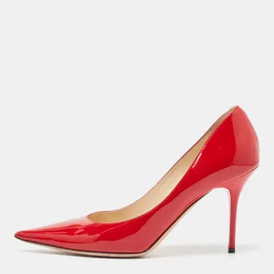 Pre-owned Jimmy Choo Red Patent Leather Love Pumps Size 37.5