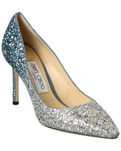 Jimmy Choo Romy 85 Glitter Pump In Silver