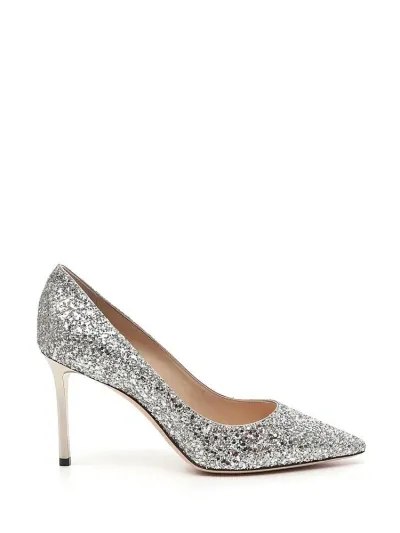 Jimmy Choo Romy 85 Glitter Pumps In Silver